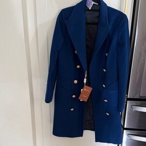 Women's Blue Loro Piana Fabrication Double-Breasted Coat